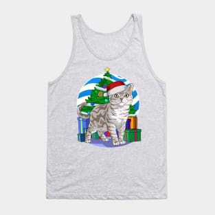 American Shorthair Cat Santa Christmas Gift Tank Top